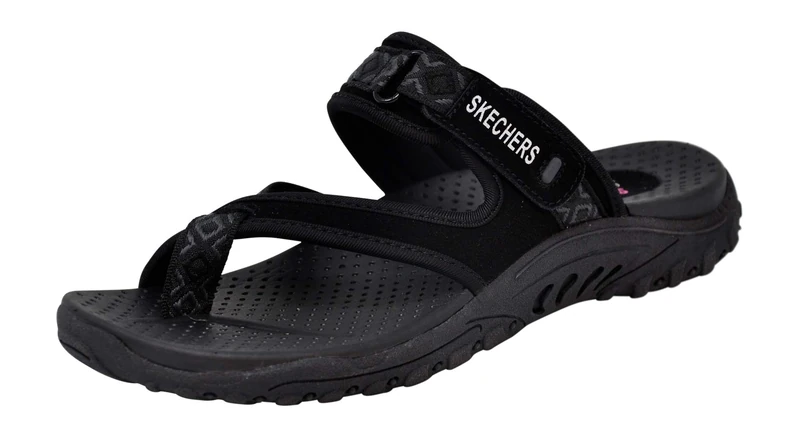 Skechers Women's Reggae-Trailway Flip-Flop, Black, 5.5 UK
