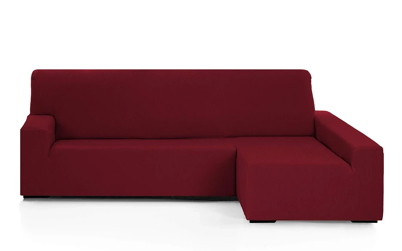 Martina Home - Emilia - Elastic chaise longue cover - Long right arm (front view) - Burgundy
