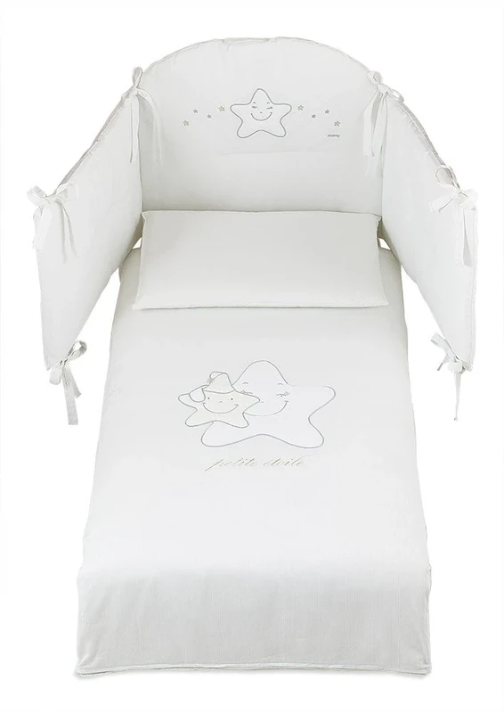 Italbaby 5 Piece Maxi Petite Etoile Bedding Set, White, Multi-Color, One Size