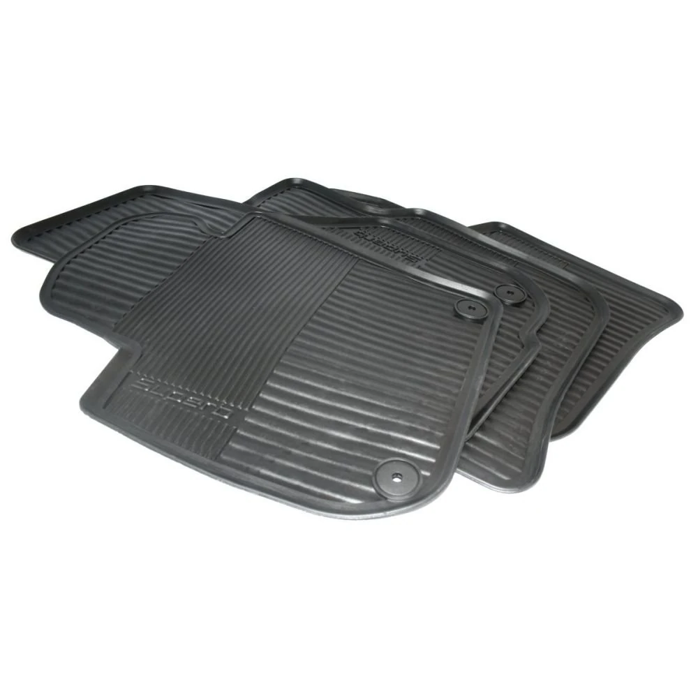 Skoda 3T1061550 Rubber Floor Mats 4 x Rubber Mats Original All-Weather Mats Black with Lettering
