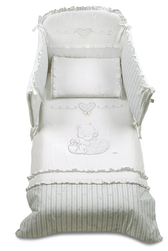 Italbaby 4 Piece Pony Love Bedding Set, White, Multi-Color, One Size