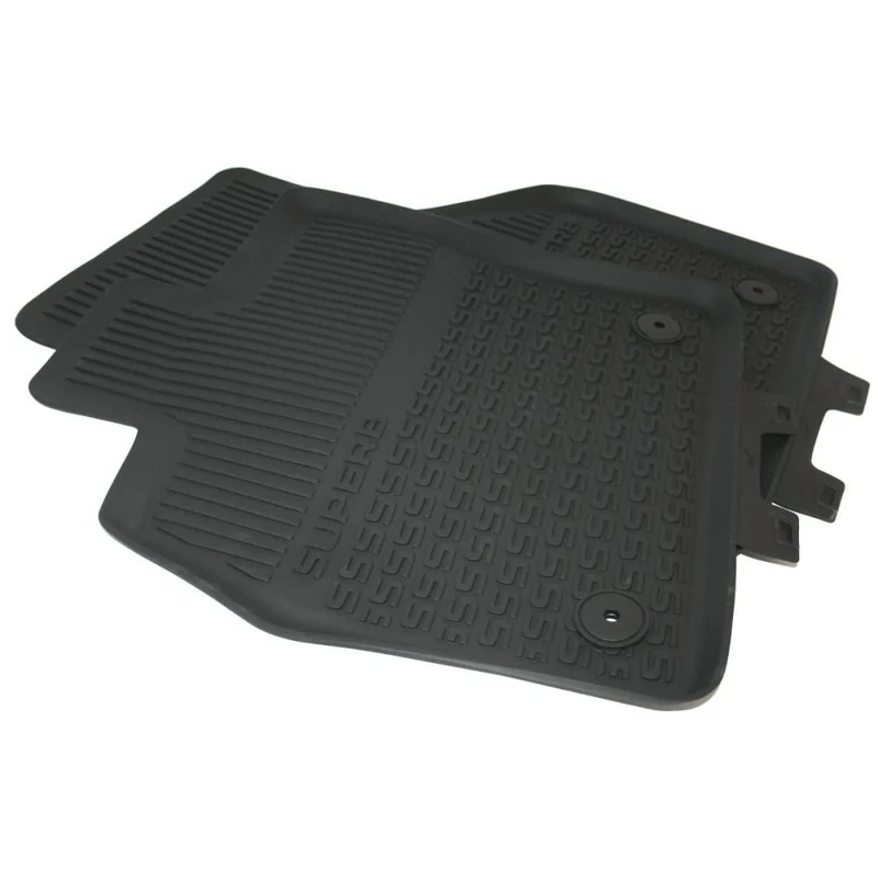 Skoda Rubber Floor Mats 2 x Front Rubber Mats Original Superb 3V All Weather Mats 3V1061551 Black