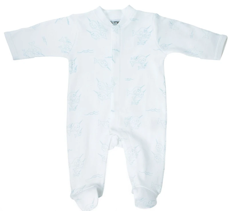 Littlemico Narwhal Onesie - White Organic Cotton - 0-3 Months - Image 1