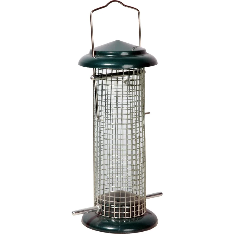 dobar 11513 Metal Bird Feeder – Wild Bird Nut Feeder Stainless Steel Frame Diameter 9.5 x 23 cm green