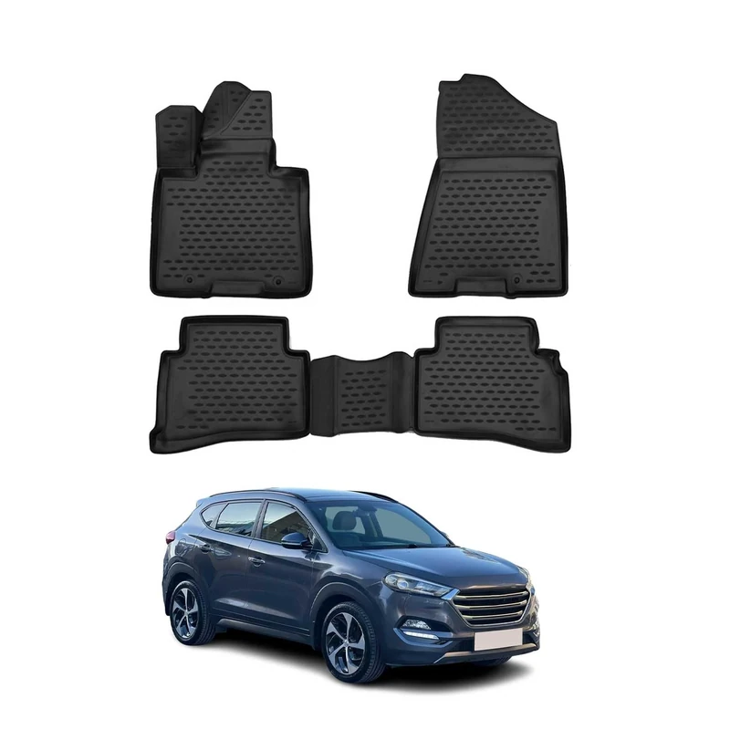 OMAC Floor Mats Fits Hyundai Tucson 2015-2021 Black/Front & 2nd Row Seat 3D Liner Set/All Weather Custom Fit Heavy Duty/Car SUV Automotive Accessories - Image 1