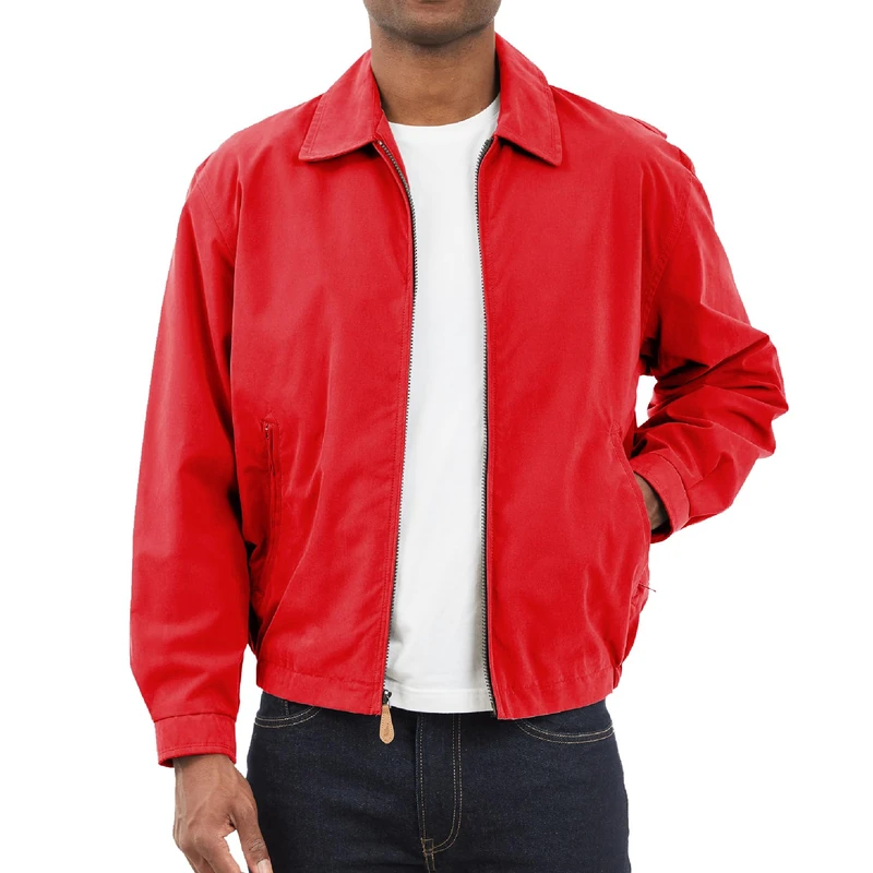 London Fog Men's Auburn Zip-Front Golf Jacket (Regular & Big-Tall Sizes) Cotton Lightweight, True Red, M