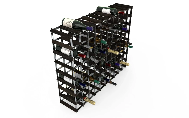 RTA Btl 10x8 Black Ash Pine/Assembled Wine Rack, Wood, 90 Bottles