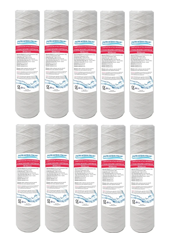Water Filters Italy Filter Cartridges Wrapped Wire 10" 50 Micron Set of 10 - Image 1