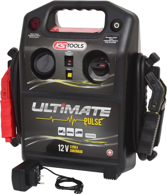 KS TOOLS 550.1830 Condenser Start System 12V 720 A, Black/Red