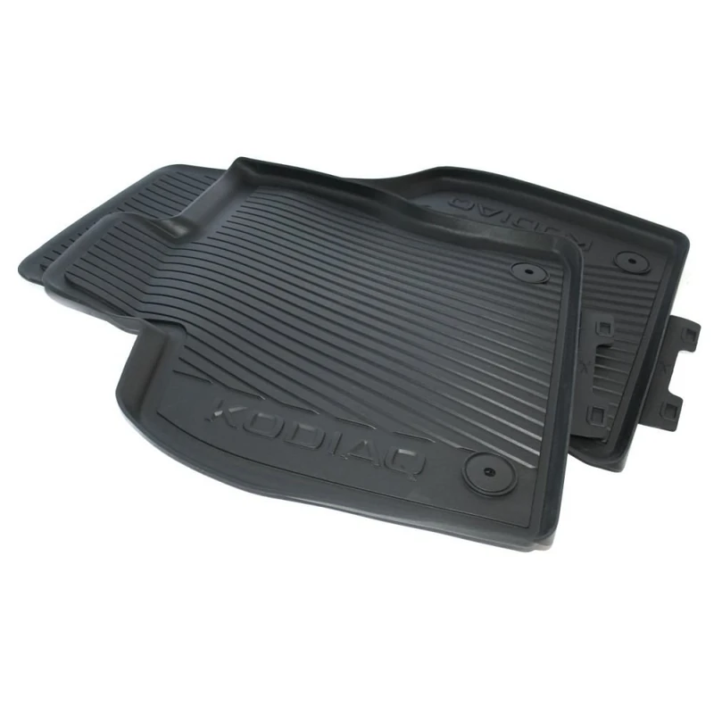 Skoda 566061502 Rubber Floor Mats Rubber Mats Original All-Weather Mats 2-Piece Front Black with Lettering
