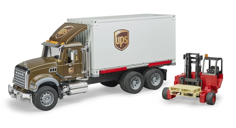 Bruder MACK Granite UPS Logistics Truck with Forklift Set - Image 1