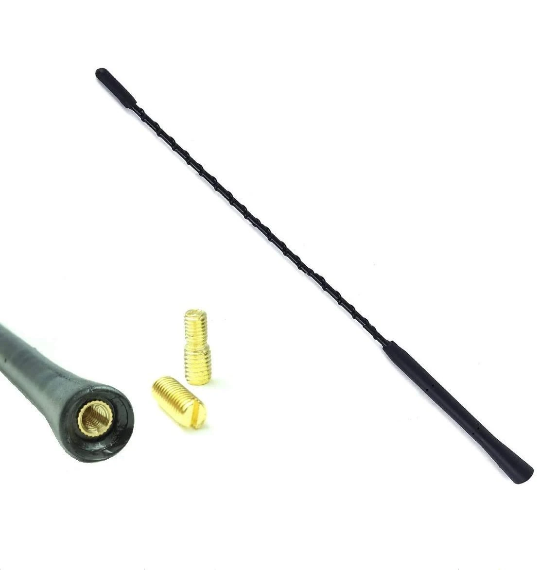 XtremeAuto® Universal Black Large 40cm Car Whip Aerial Antenna FM/AM Radio Reception Includes Adapters