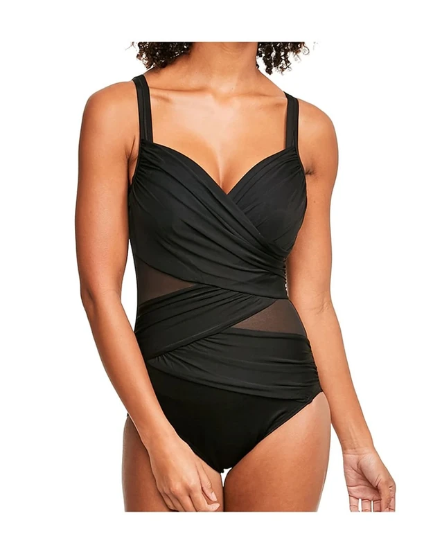 Miraclesuit Womens Network Madero Firm Control Swimsuit Size 10 in Black