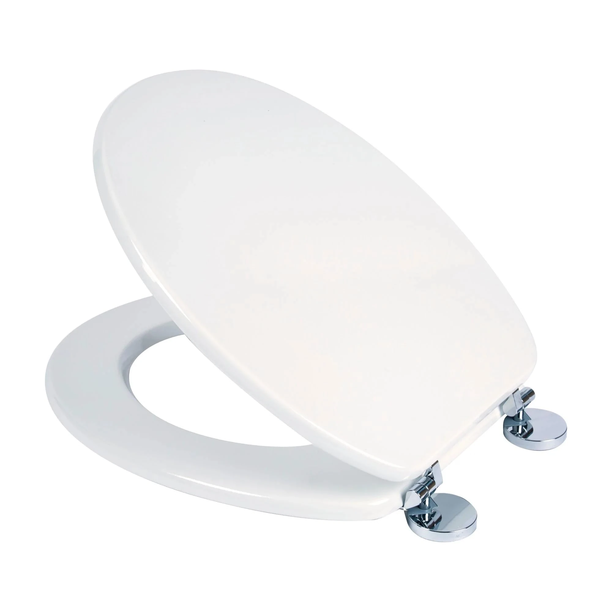 Croydex Kielder Flexi-Fix White Wooden Toilet Seat - Anti Bacterial Treated Finish and Adjustable Hinges with Top and Bottom Fixings Included, Fits Standard Toilet Seats (White Wood)