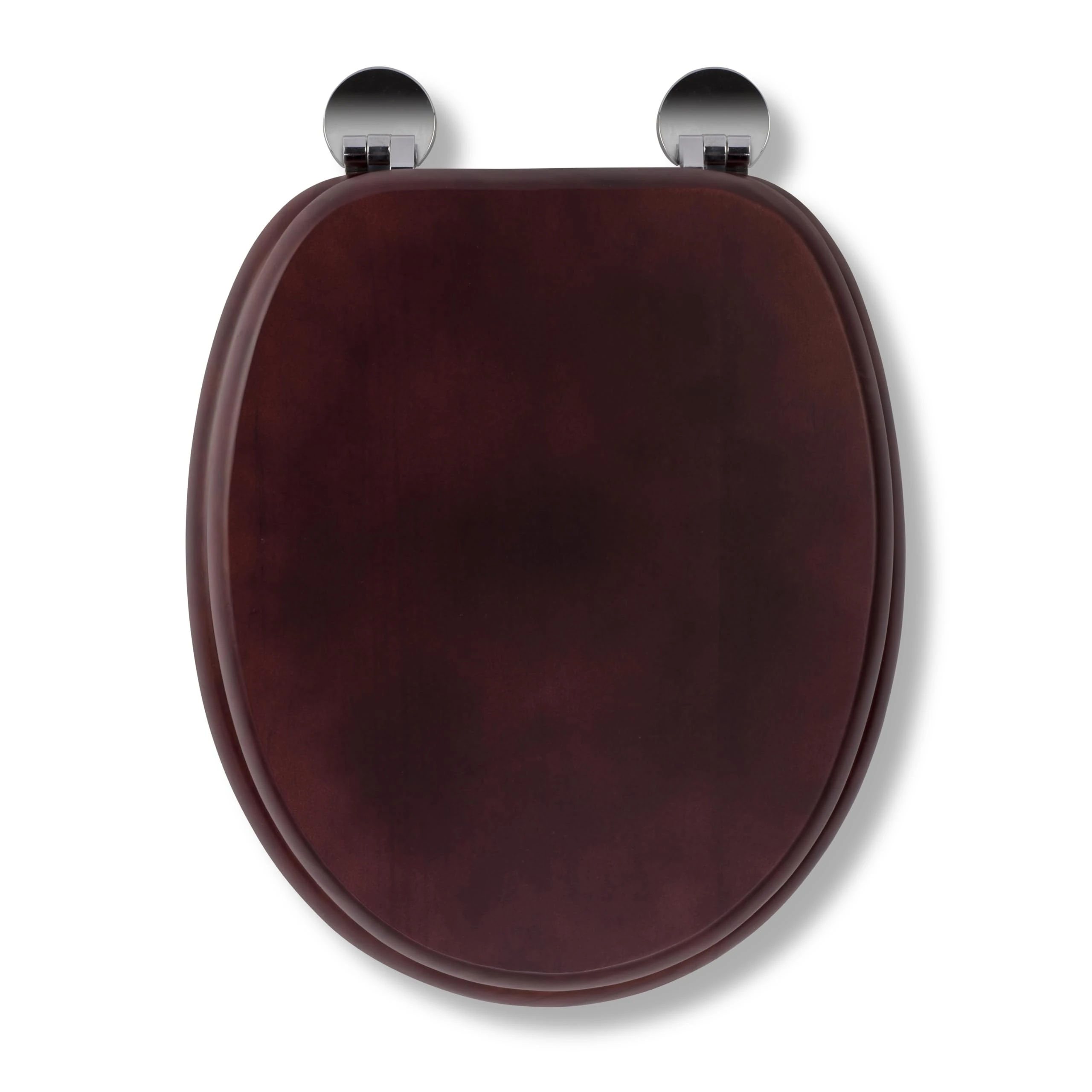 Croydex Davos Flexi-Fix Wooden Toilet Seat - Adjustable Hinges with Top & Bottom Fixings Included and Rust Free Chrome Plated Hinge Covers, Antibacterial Treated Surface (Mahogany)