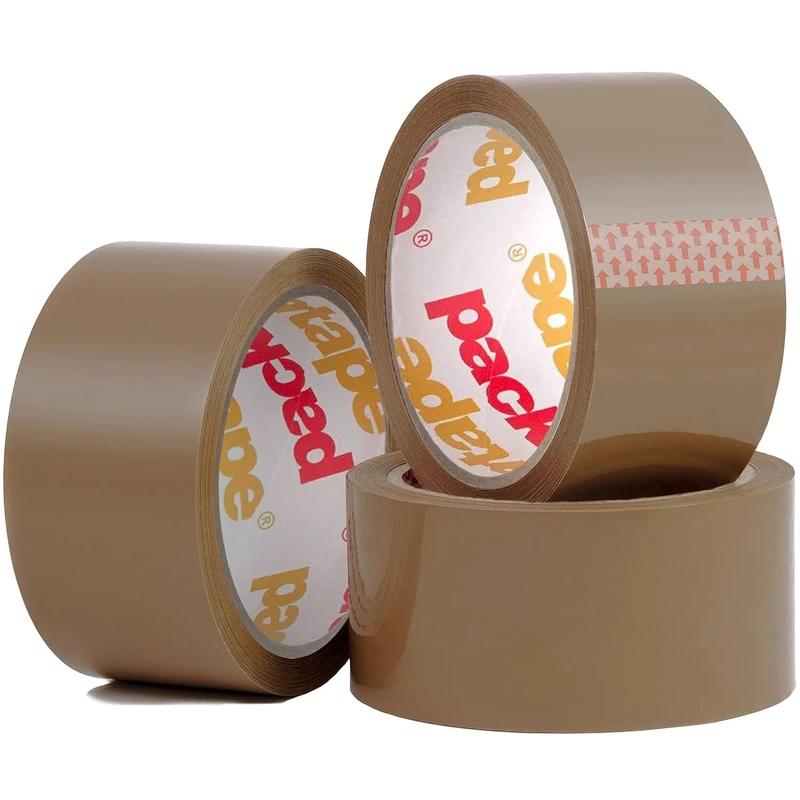 Packatape Brown Packing Tape for Parcels and Boxes - Heavy Duty Brown Packaging Tape Provides a Strong, Secure and Sticky Seal for your Boxes, 3 Rolls Per Pack, 48MM x 66M
