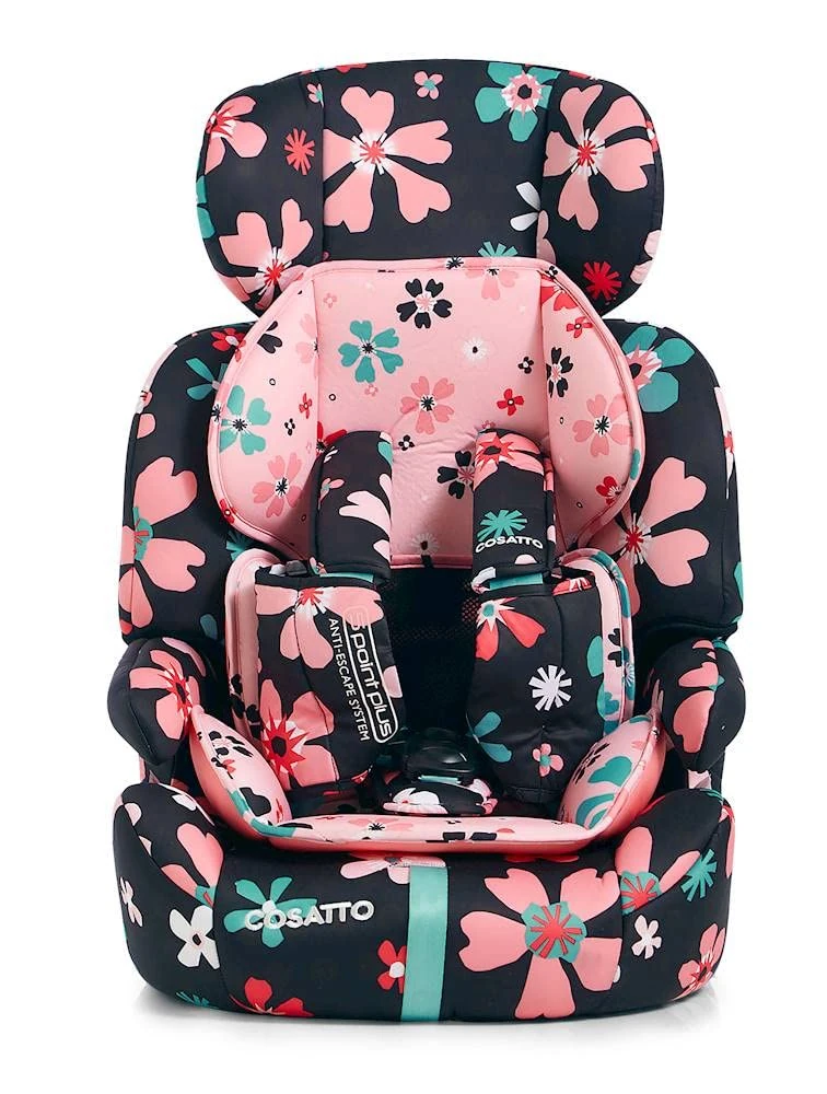 Cosatto Zoomi Car Seat - Group 1 2 3, 9-36 kg, 9 Months-12 Years, Side Impact Protection, Forward Facing (Paper Petals)