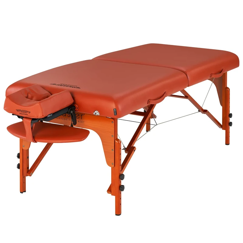 Master Massage 79cm Santana Pro Portable Massage Table Package, Memory Foam Cushioning, Reiki Leg Panels, Mountain Red