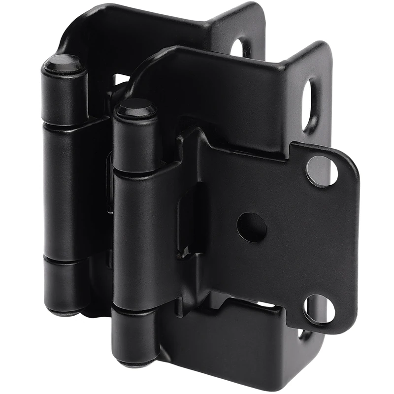 Kenon 1/2" Overlay 3/4" Frame Partial Semi Wrap Self-Closing Hinges, in Matted Black Finish.(25 Pair Pack)