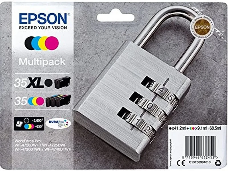 Epson 35XL MPACK Ink (XL BKundSTD cm, Black, Cyan, Magenta, Yellow