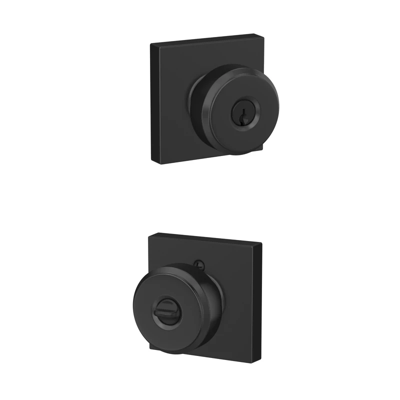 SCHLAGE Bowery Knob with Collins Trim Keyed Entry Lock, Matte Black (F51A BWE 622 COL)