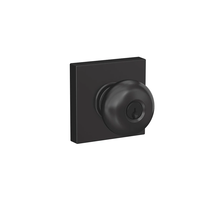 SCHLAGE Plymouth Knob with Collins Trim Keyed Entry Lock, Matte Black (F51A PLY 622 COL)