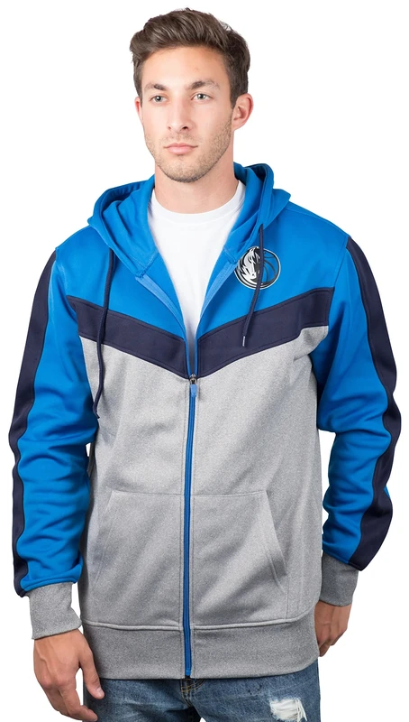 Ultra Game NBA Men's Contrast Back Cut Full Zip Hoodie Sweatshirt