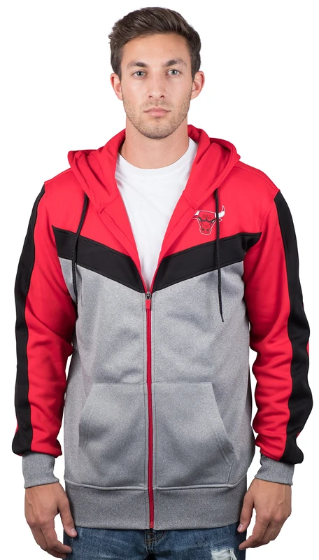 Ultra Game NBA Men's Contrast Back Cut Full Zip Hoodie Sweatshirt