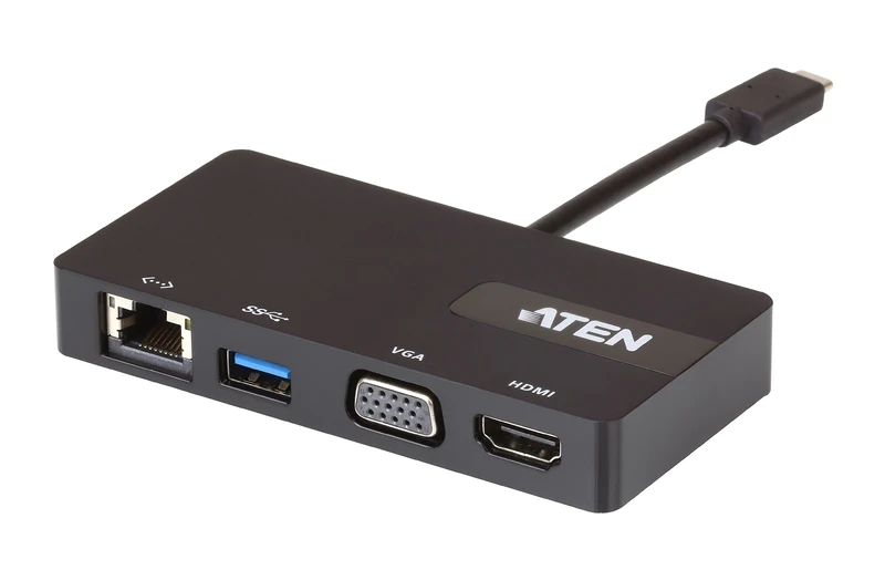 ATEN UH3232 USB-C Multiport Mini Dock | Docking Station, Black