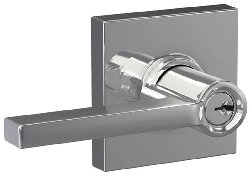 SCHLAGE Latitude Lever with Collins Trim Keyed Entry Lock, Bright Chrome (F51A LAT 625 COL)