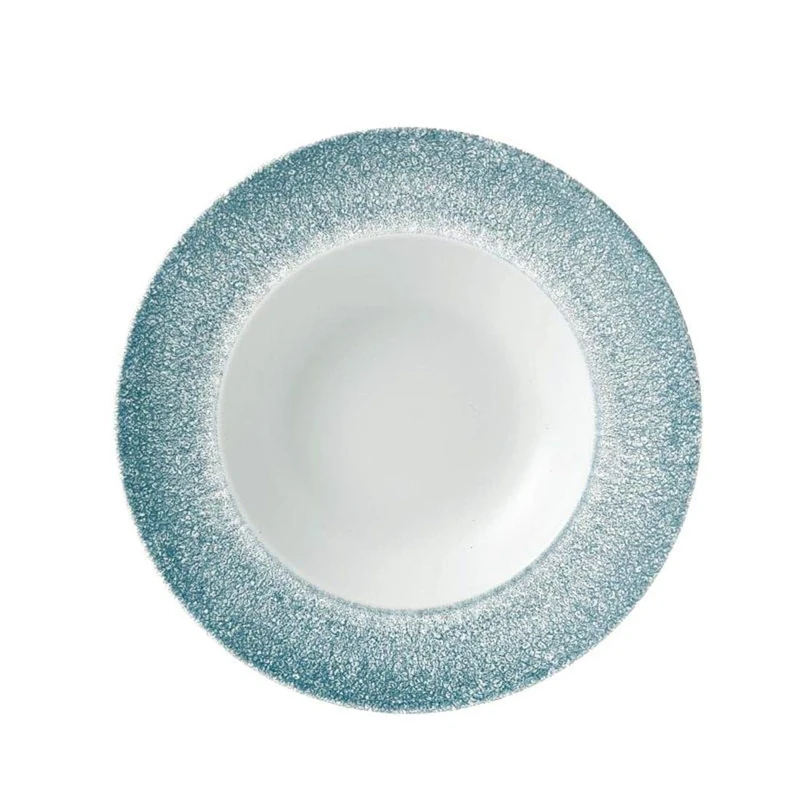 Churchill Super Vitrified DE887 Studio Prints Raku Wide Rim B, Topaz Blue (Pack of 12)