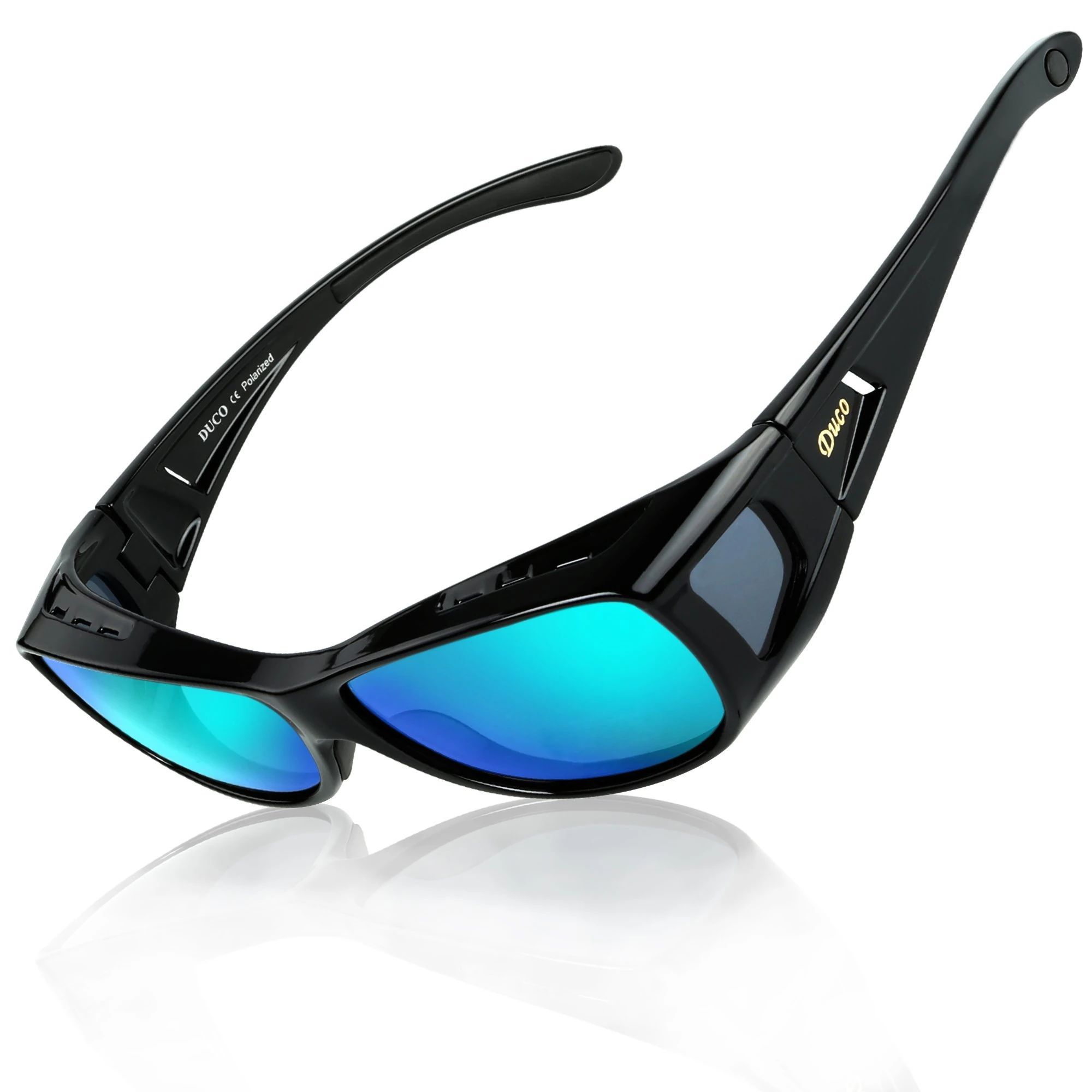 DUCO Men's and Women's Polarised Wrap Around Fit-Over Sunglasses over Prescription Glasses 8953