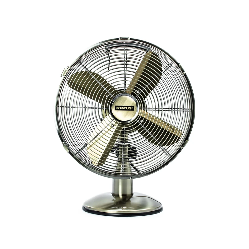 Status 12 Inch Oscillating Portable Desk Fan | 3 Speed Adjustable Angle Fan | Antique Brass | S12ADESKFAN1PKB