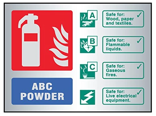 Caledonia Signs 59491 ABC Powder Extinguisher ID, Aluminium, Adhesive Back