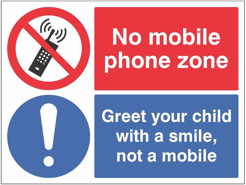 Caledonia Signs 15470K Sign, No Mobile Phone Zone Greet Your Child With A Smile