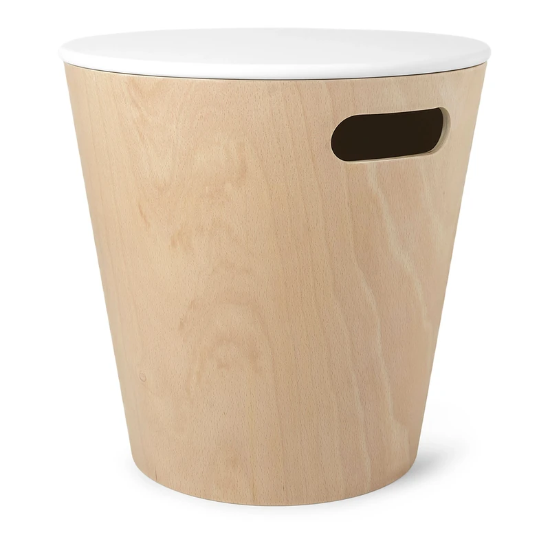 Umbra Woodrow Storage Stool, Wood, White/Natural, 40.411000000000001 x 28.295999999999999 x 40.691000000000003 cm - Image 1