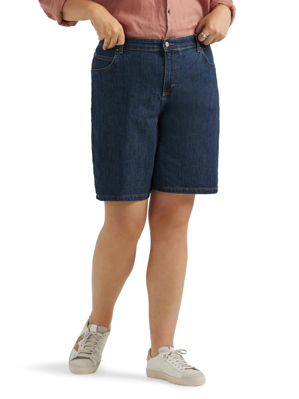Lee Women's Plus Size Relaxed Fit Bermuda Short, Lagoon 01, M - Image 1