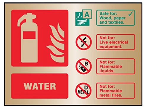 Caledonia Signs 59484 Water Extinguisher ID, Brass, Adhesive Backed