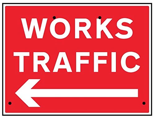 Caledonia Signs 56427 Sign, Works Traffic Arrow Left, Reflective