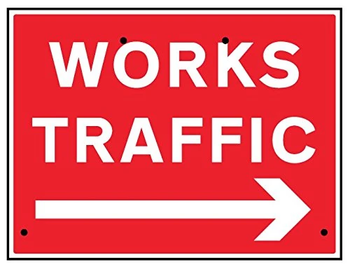 Caledonia Signs 56426 Sign, Works Traffic Arrow Right, Reflective