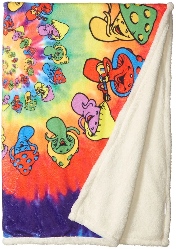 Liquid Blue Mens Spiral Shrooms Hippy Tie Dye Warm Coral Fleece Throw Blanket, Multicolor, 50 X 60 US, Multicolor, 50" x 60" - Image 1