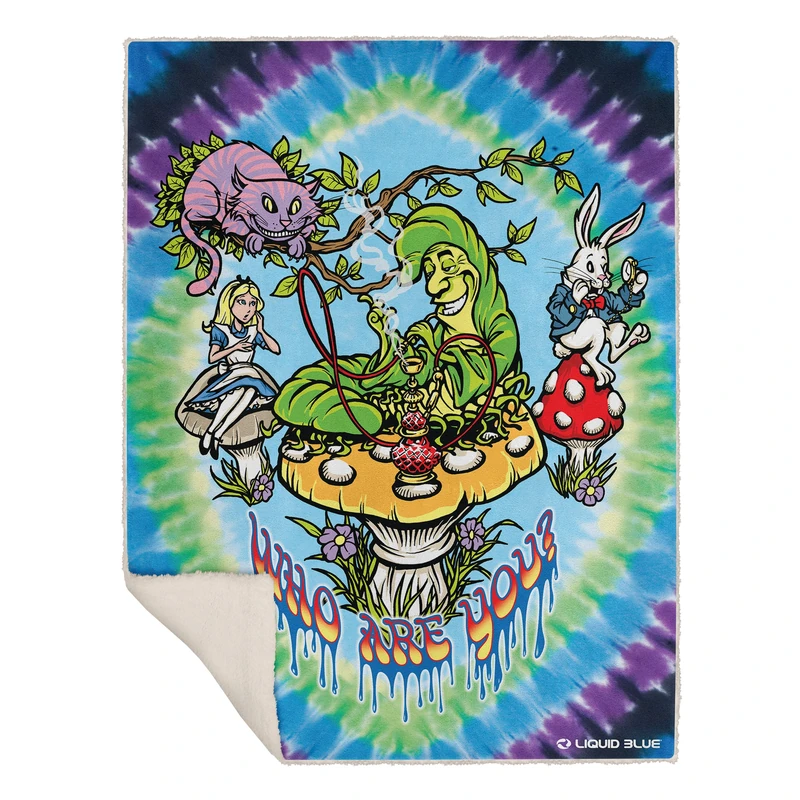 Liquid Blue Men's Wonderland All Mad Here Tie Dye Warm Fleece Throw Blanket, Multi, 50" X 60", Multicolor, 50" x 60"