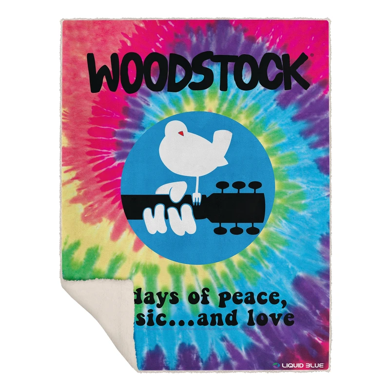 Liquid Blue - Bandana - Woodstock Peace and Love Spiral Tie Dye Warm Throw Blanket mens 50" x 60"
