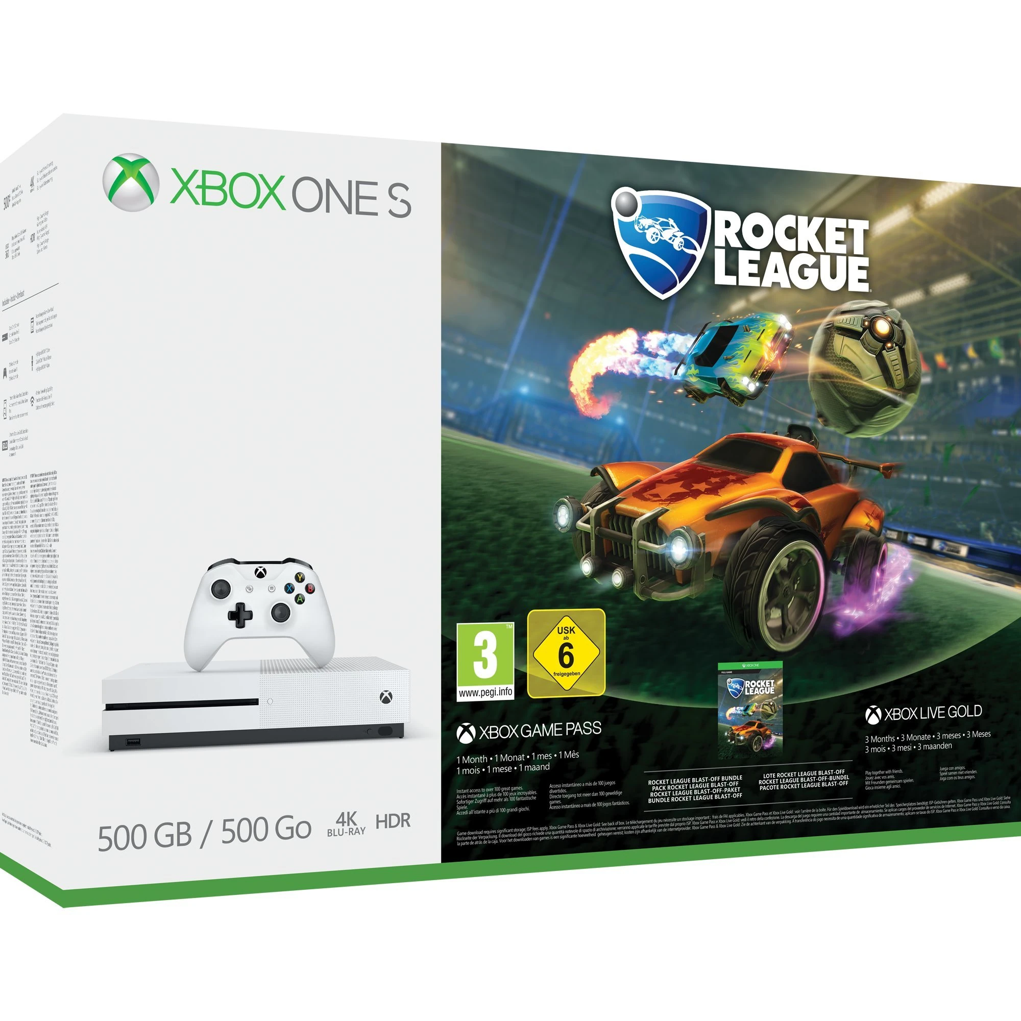 Xbox One S 500GB Console - Rocket League Blast-Off Bundle