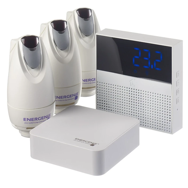 MiHome MIHO100 Smart Thermostat/Gateway and 3 Radiator Valves, White