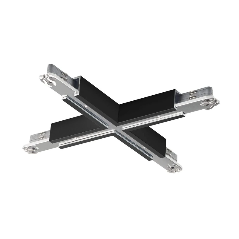 SLV 2 Phase System X-Connector for D-Track Power Rail/Black, Aluminium Plastic