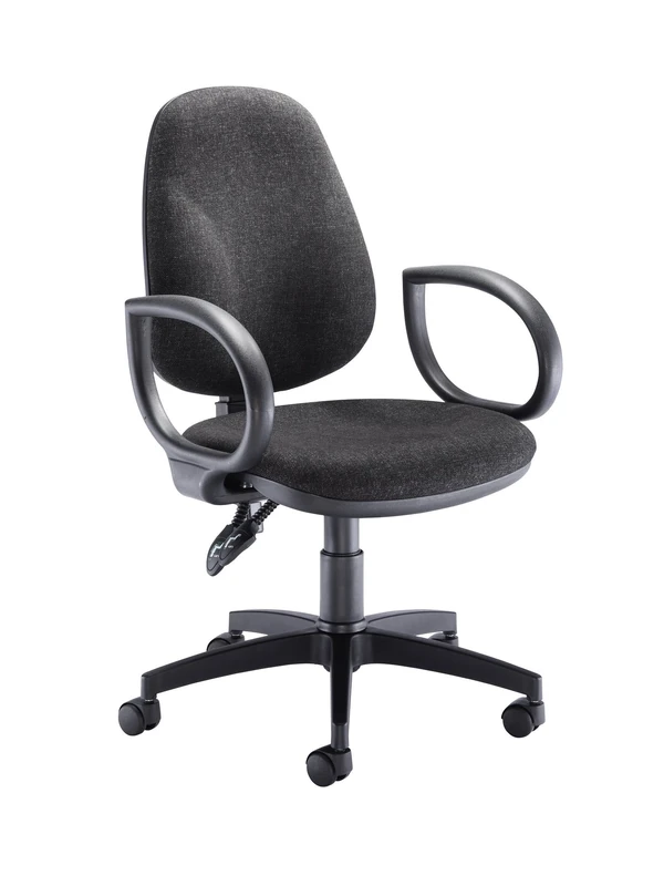 Office Hippo Mid Back Desk Chair, Ergonomic Home & Office Chair With Height Adjustable Seat, Fixed Arms & Lumbar Support For Extra Comfort, Computer Chair For Daily Use - Charcoal Grey