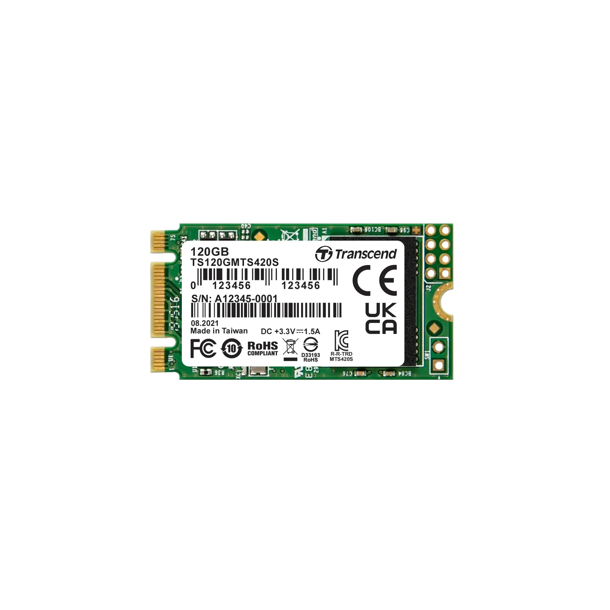 Transcend 120GB MTS420S M.2 2242 SATA III 6 Gb/s Internal Solid State Drive 3D TLC NAND -TS120GMTS420S