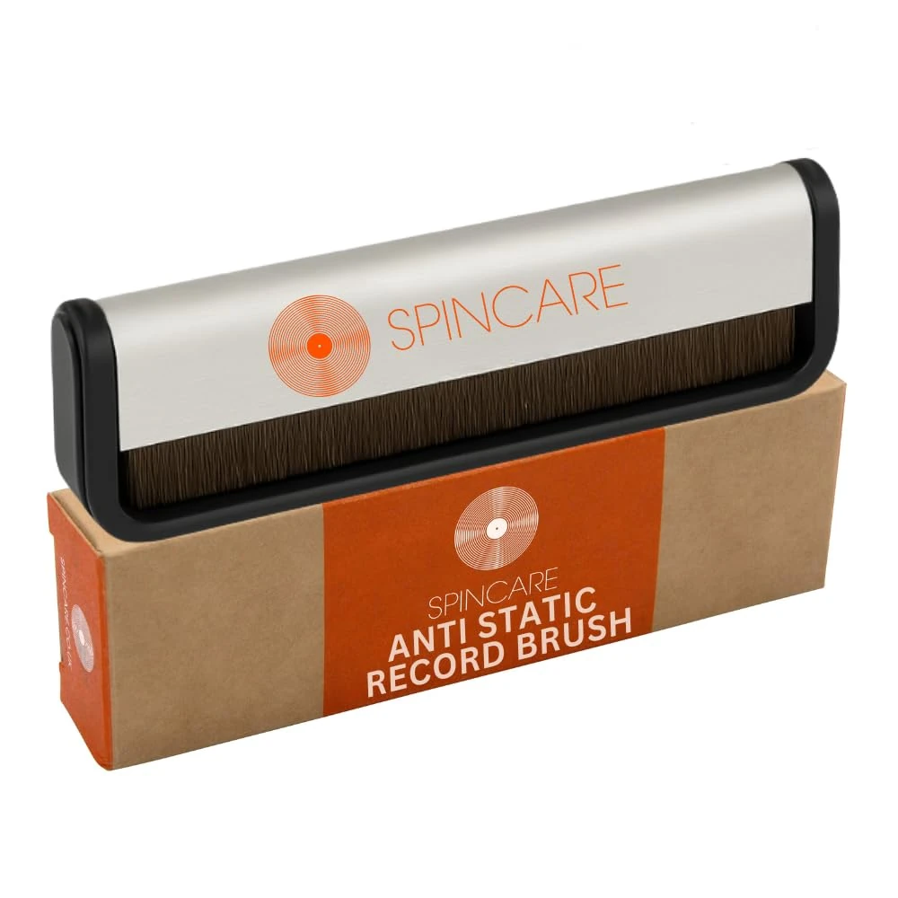 Professional Carbon Fibre Vinyl Cleaning Brush by SPINCARE | Anti Static Vinyl Record Cleaner | Removes Dirt from LP Grooves