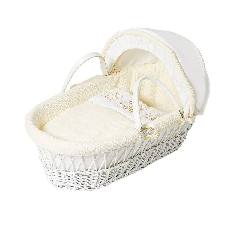 Baby Elegance Ted White Wicker Moses Basket, Cream Star